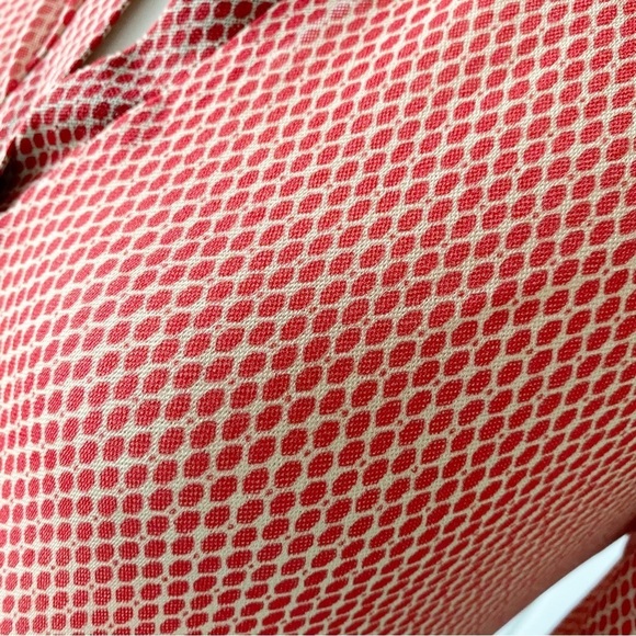 The Limited Orange Red Pattern Blouse Top 70s Look See-Through 3/4 Sleeve Sz XS - Picture 9 of 13
